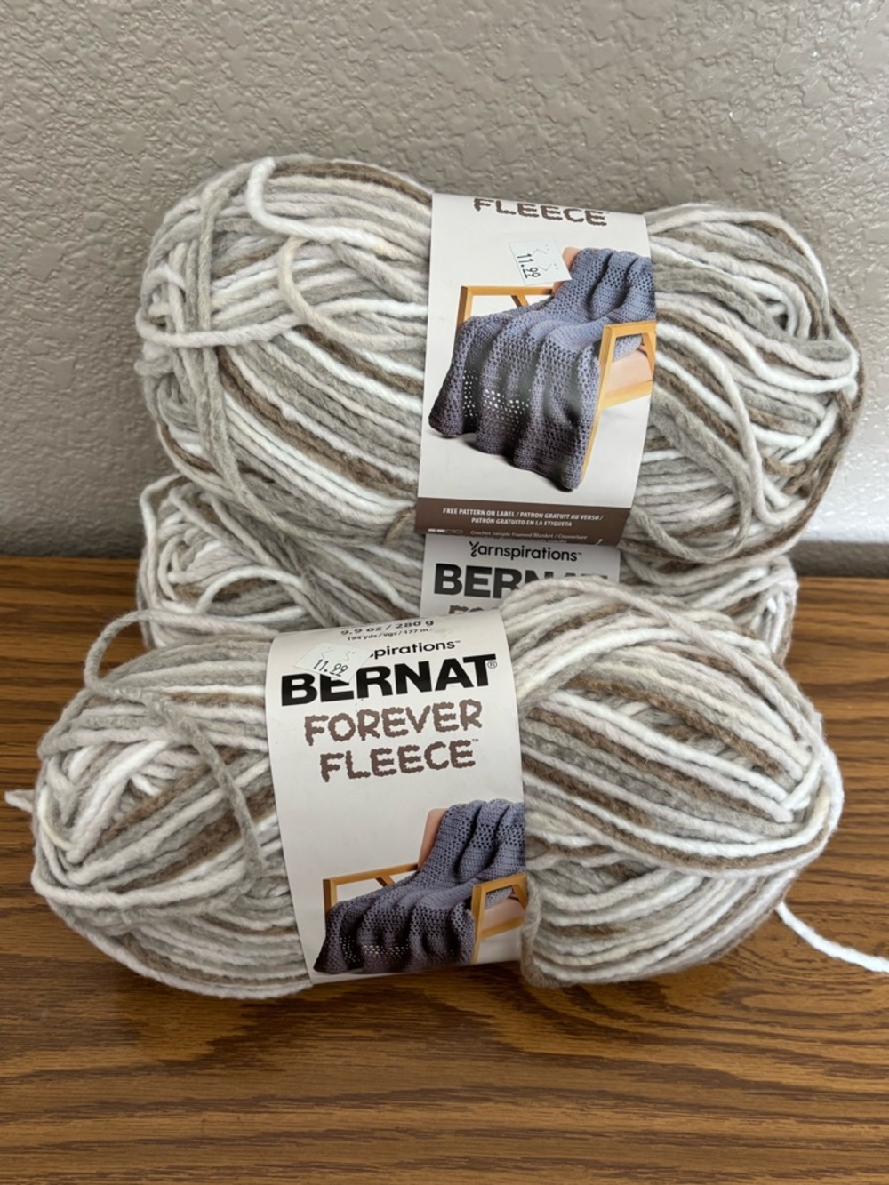 3 Skeins Bernat Forever Fleece - Latte